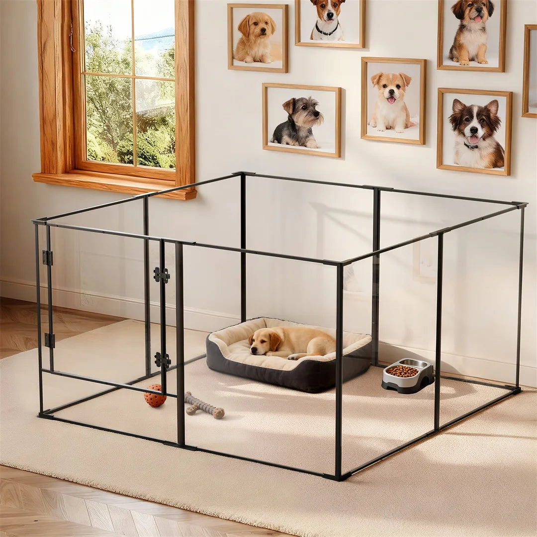 BINGOPAW 8 Panel Acrylic Dog Playpen For Indoor Use