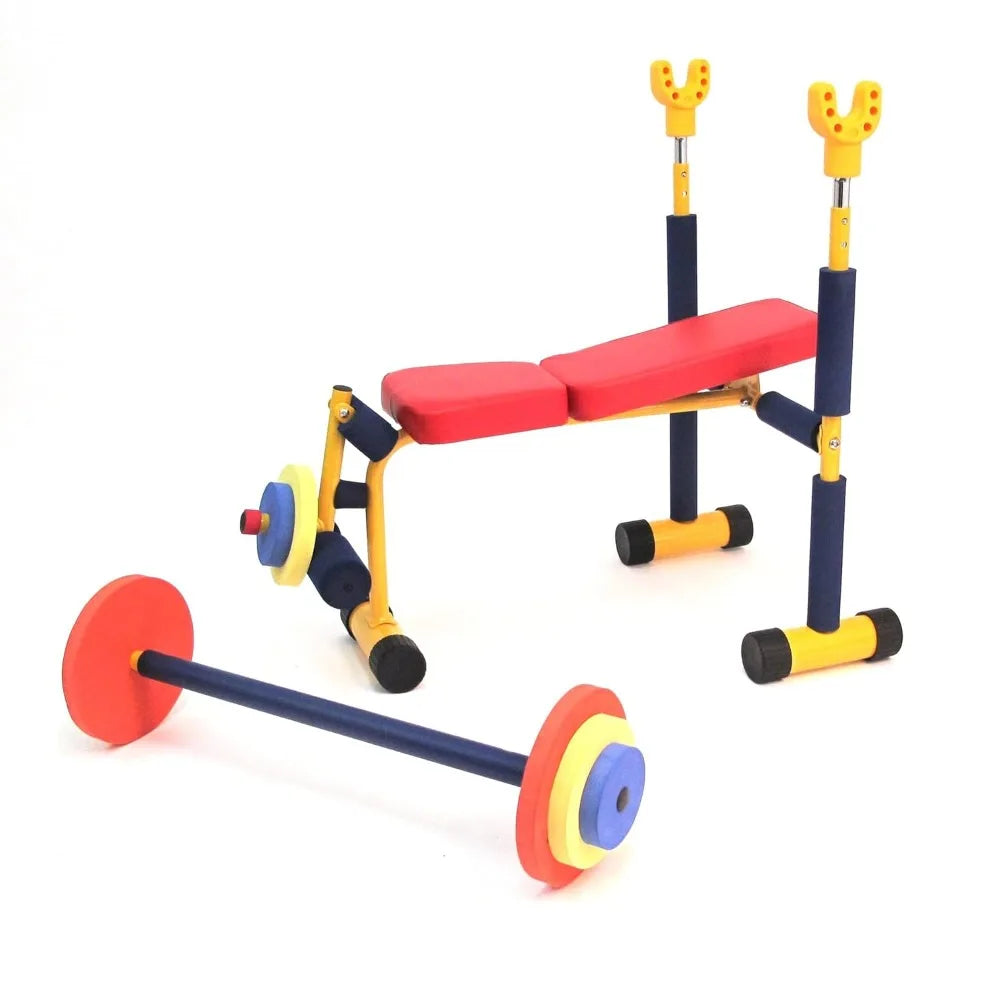 Adjustable Kids Weight Bench Set Barbell Ages 3 To 6