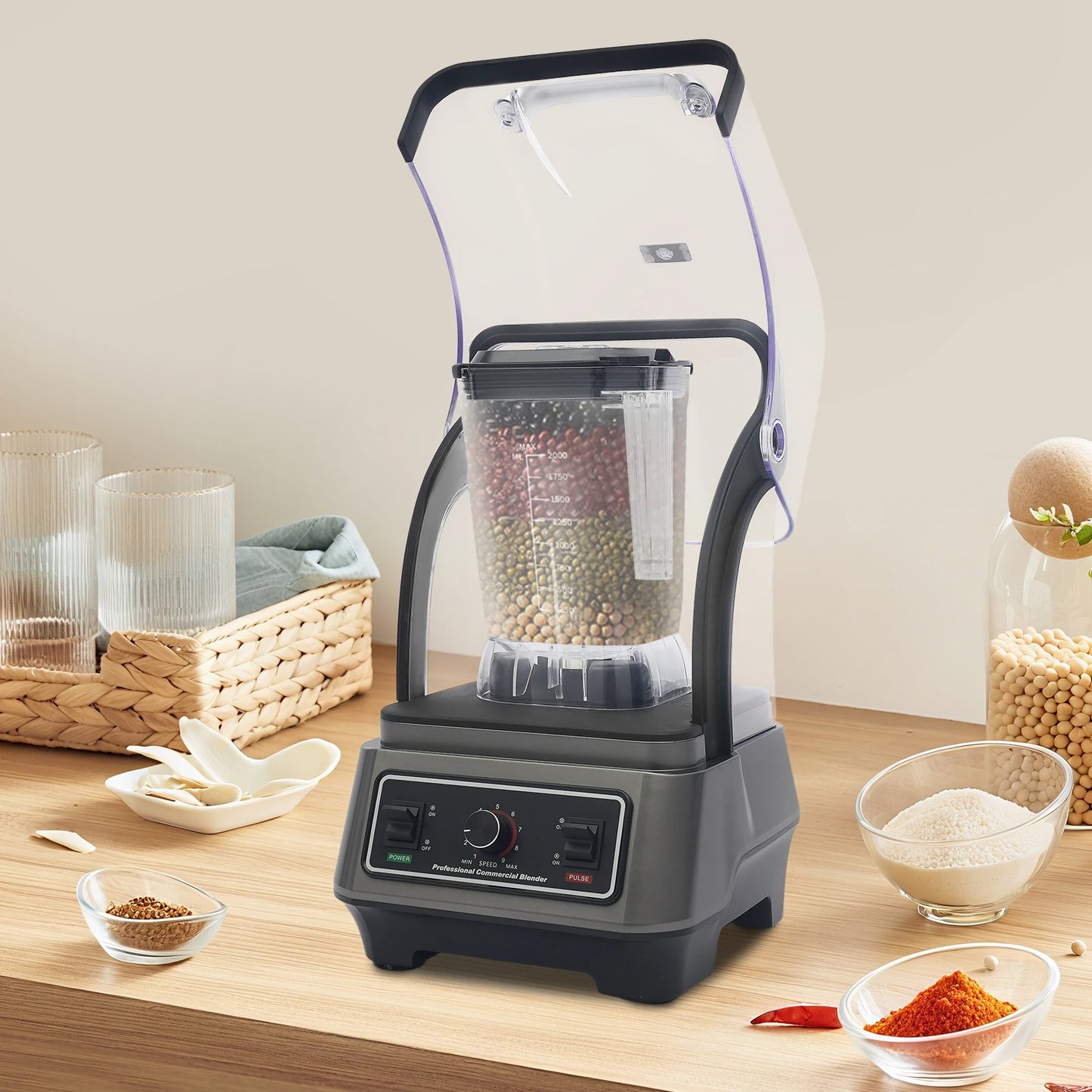 1600W Commercial Blender Multifunctional Kitchen Appliance