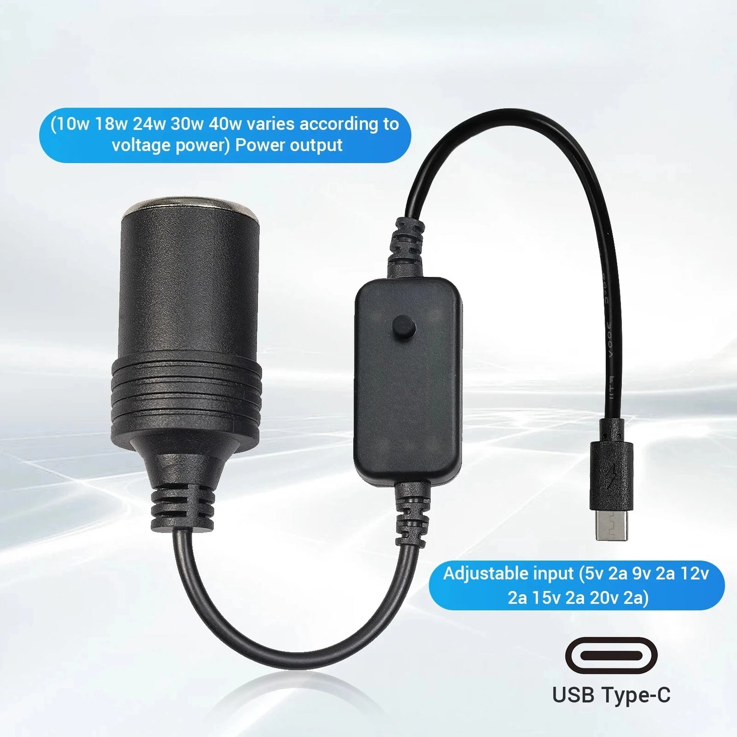 USB To 12V Cigarette Lighter Socket Adapter