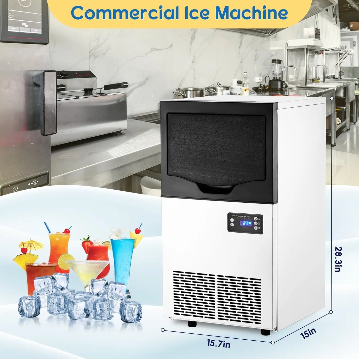 Commercial Stainless Steel Ice Maker With Auto Clean Digital