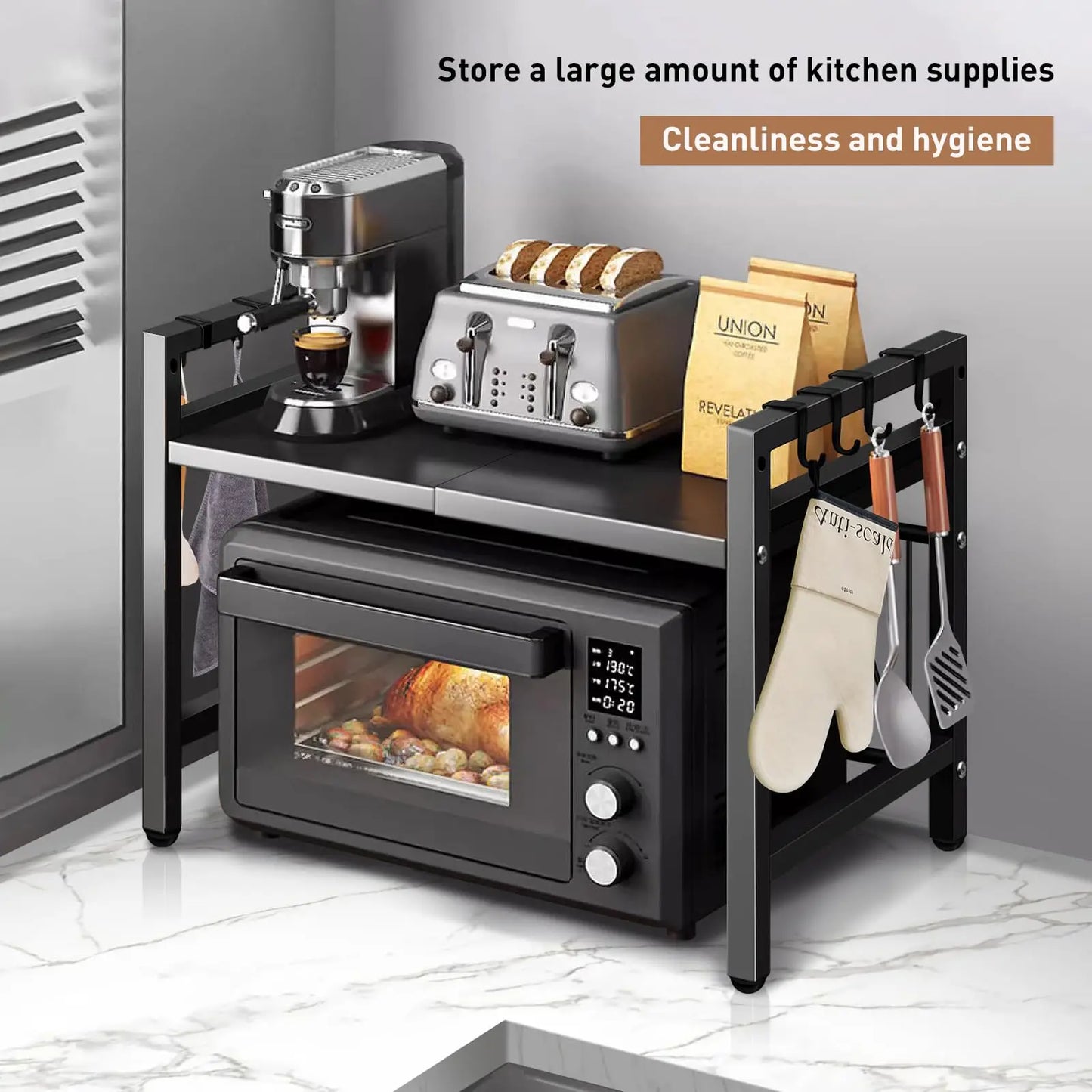 Expandable Microwave Shelf Organizer Moisture And Rust Proof
