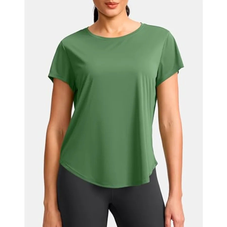 Women's Bamboo Fiber Quick Dry Loose Fit Gym Tee