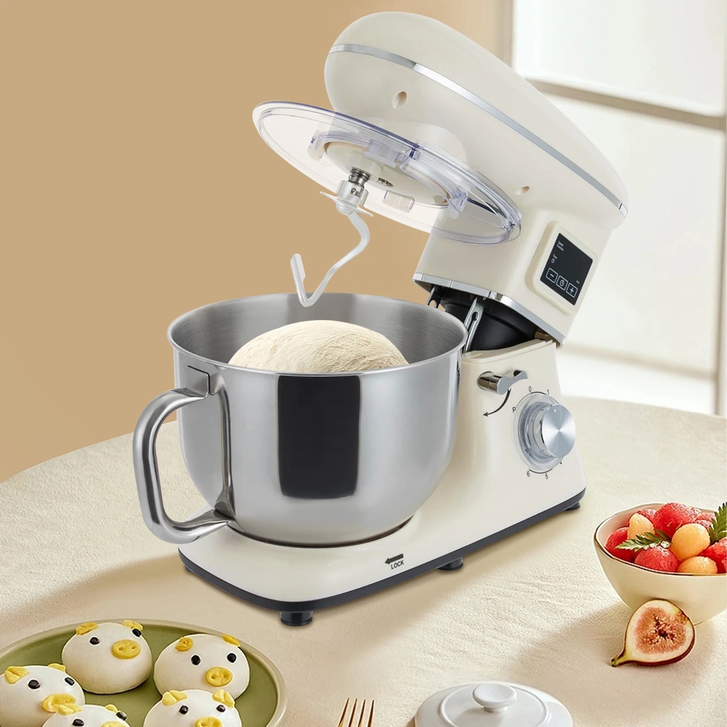 Digital Kitchen Stand Mixer With Timer And Dough Hook