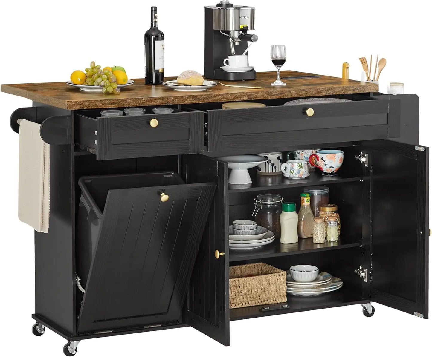 ONBRILL Mobile Kitchen Island With Power Outlet