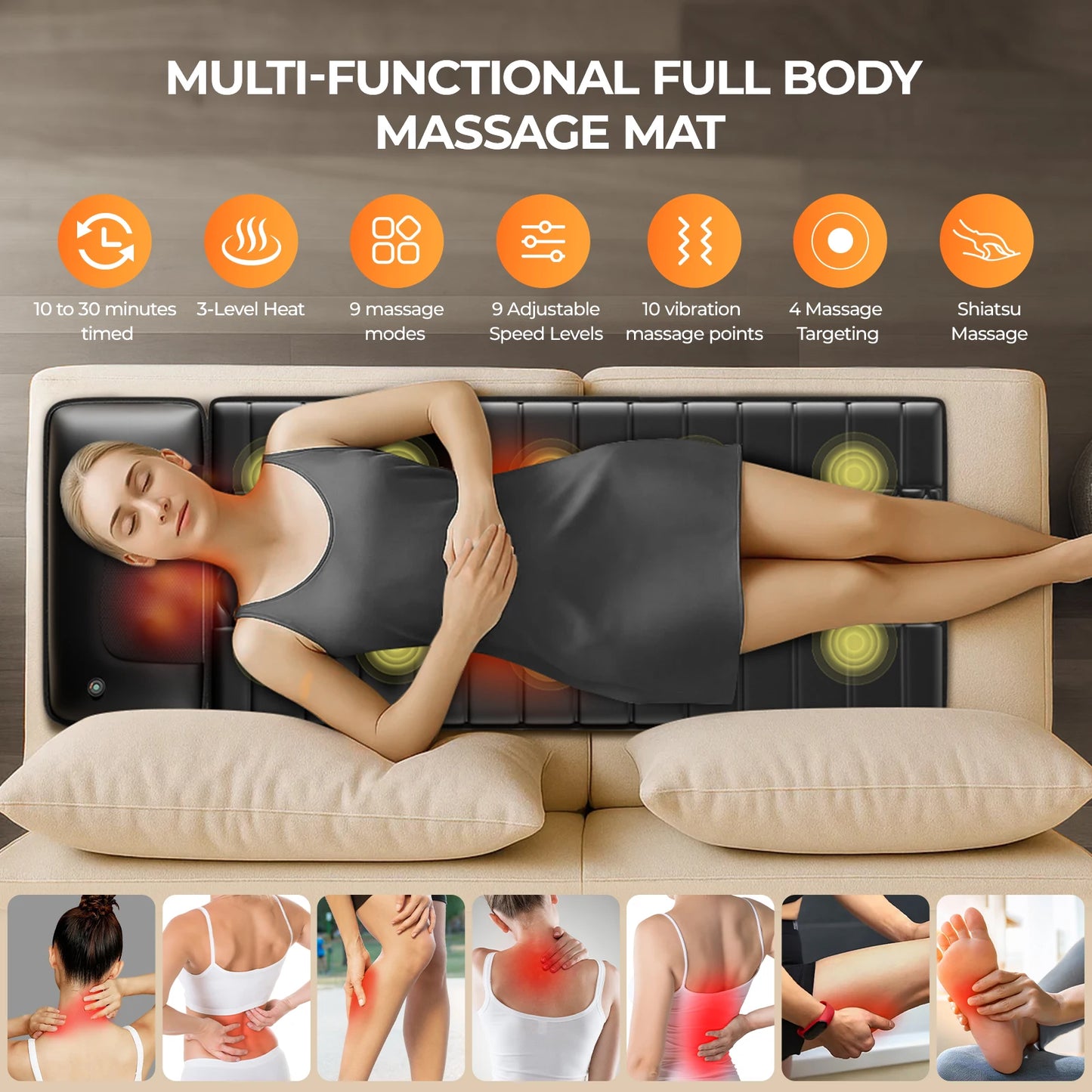 HOMEMASSA Shiatsu Full Body Massage Mat With Heat