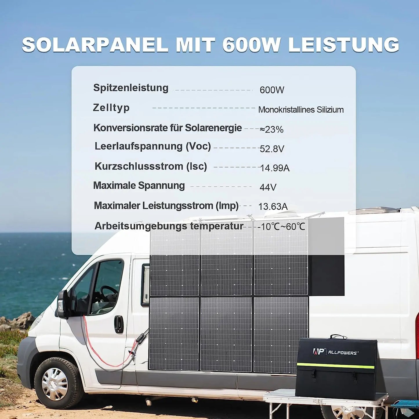 ALLPOWERS Foldable 600W Solar Panel Charger