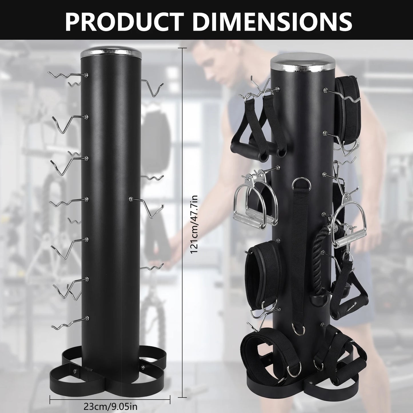 APWIKOGER Vertical Gym Handle Rack With Lat And Curl Bars
