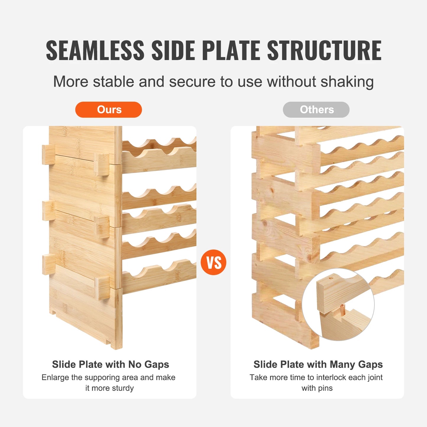 SucceBuy Bamboo 8 Tier Stackable Wine Rack Free Standing