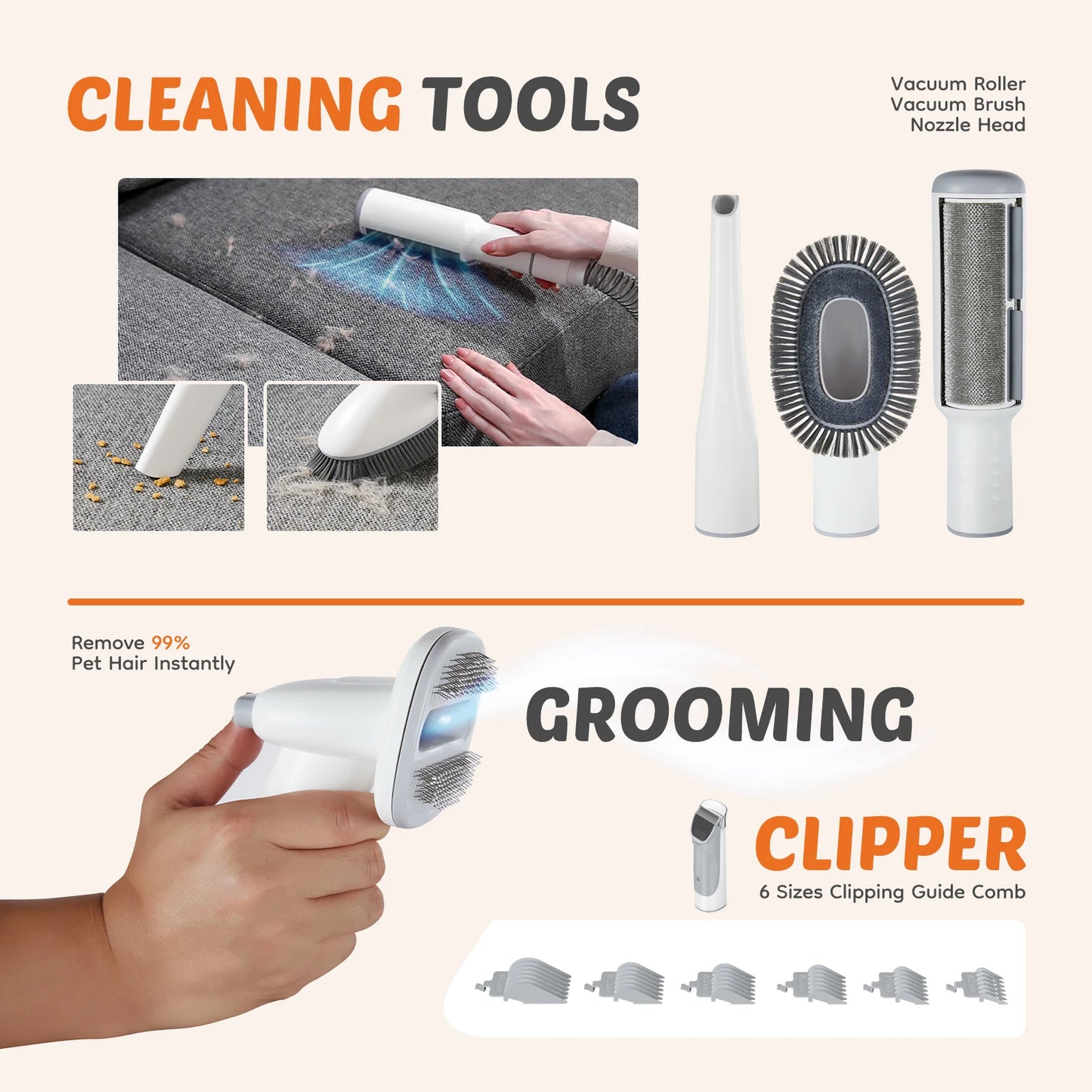 2.5L Pet Grooming Vacuum Kit With Cordless Clippers