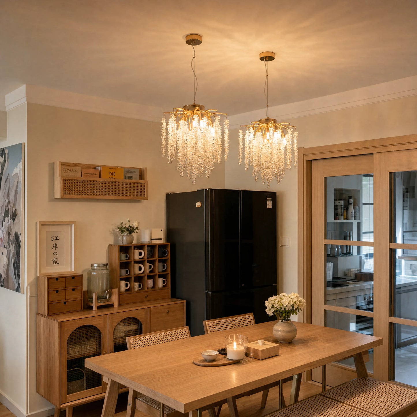 Gold Crystal Tree Chandelier Pendant Light Fixture