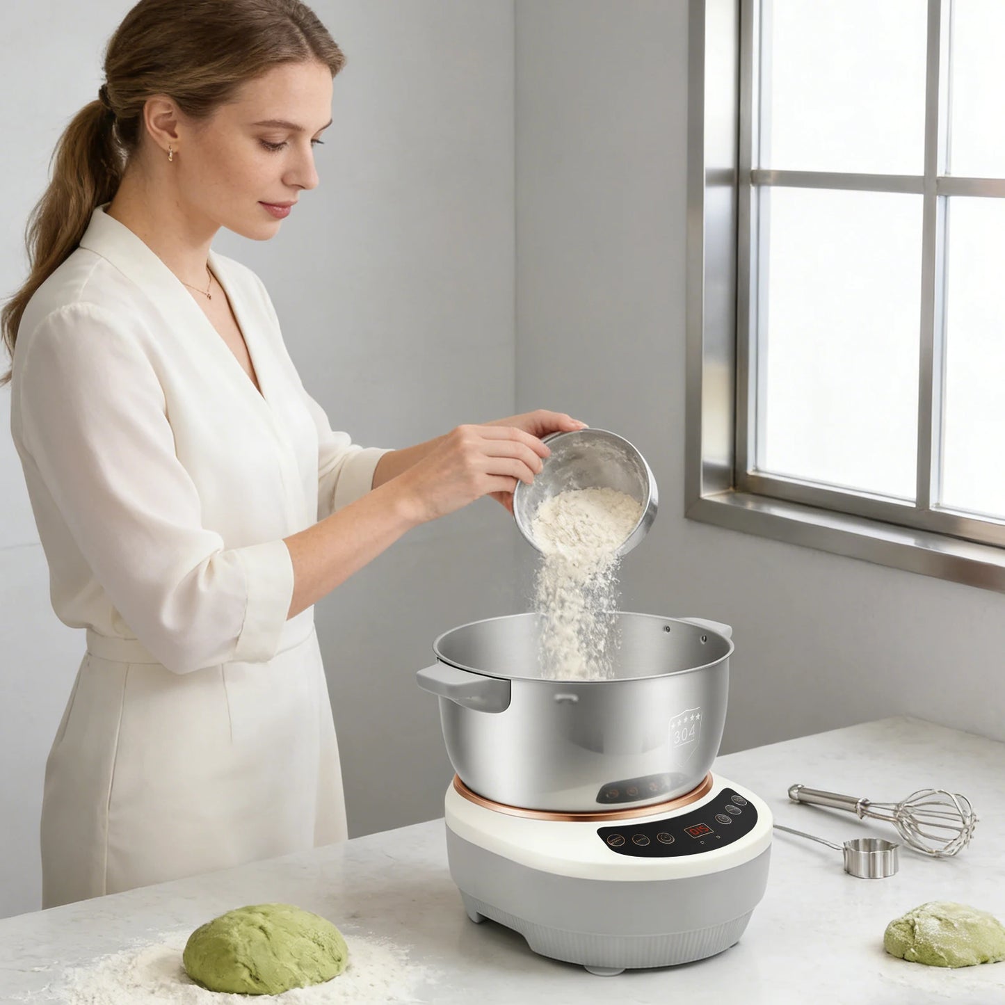 Electric Stainless Steel Dough Kneading Mixer With Timer