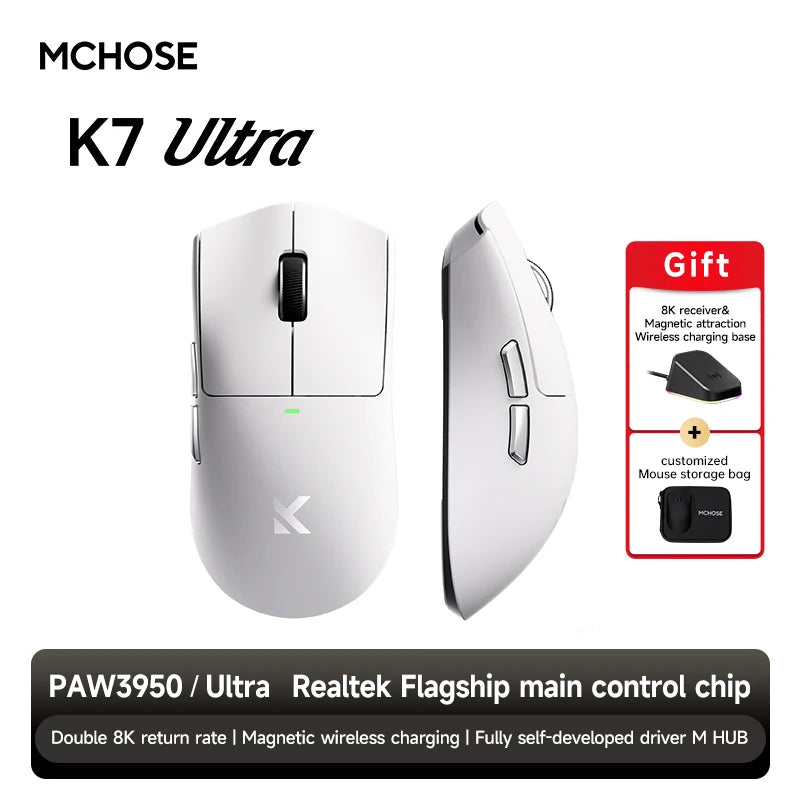 MCHOSE K7 Ultra Wireless Gaming Mouse With PAW3950 Sensor