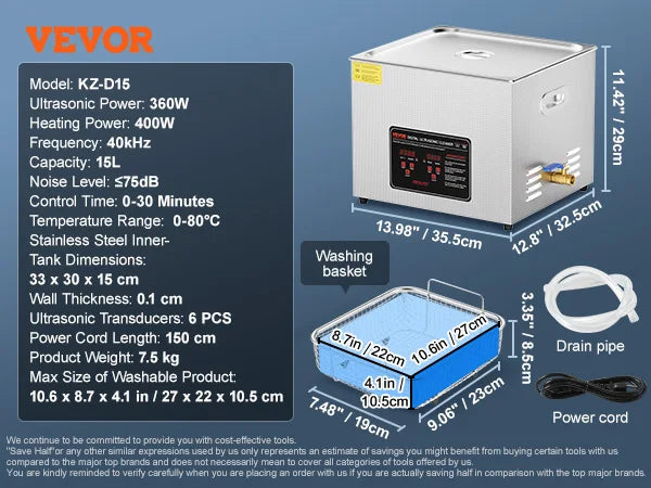 SucceBuy Ultrasonic Cleaner Stainless Steel