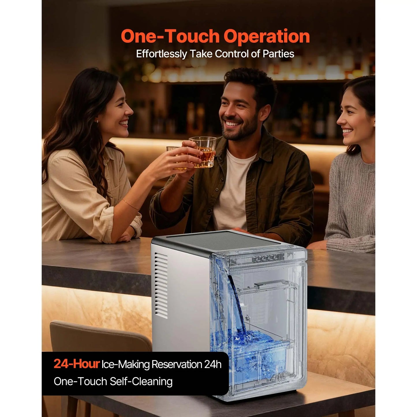 SucceBuy Countertop Ice Maker 22 Lbs Per Day Self Cleaning