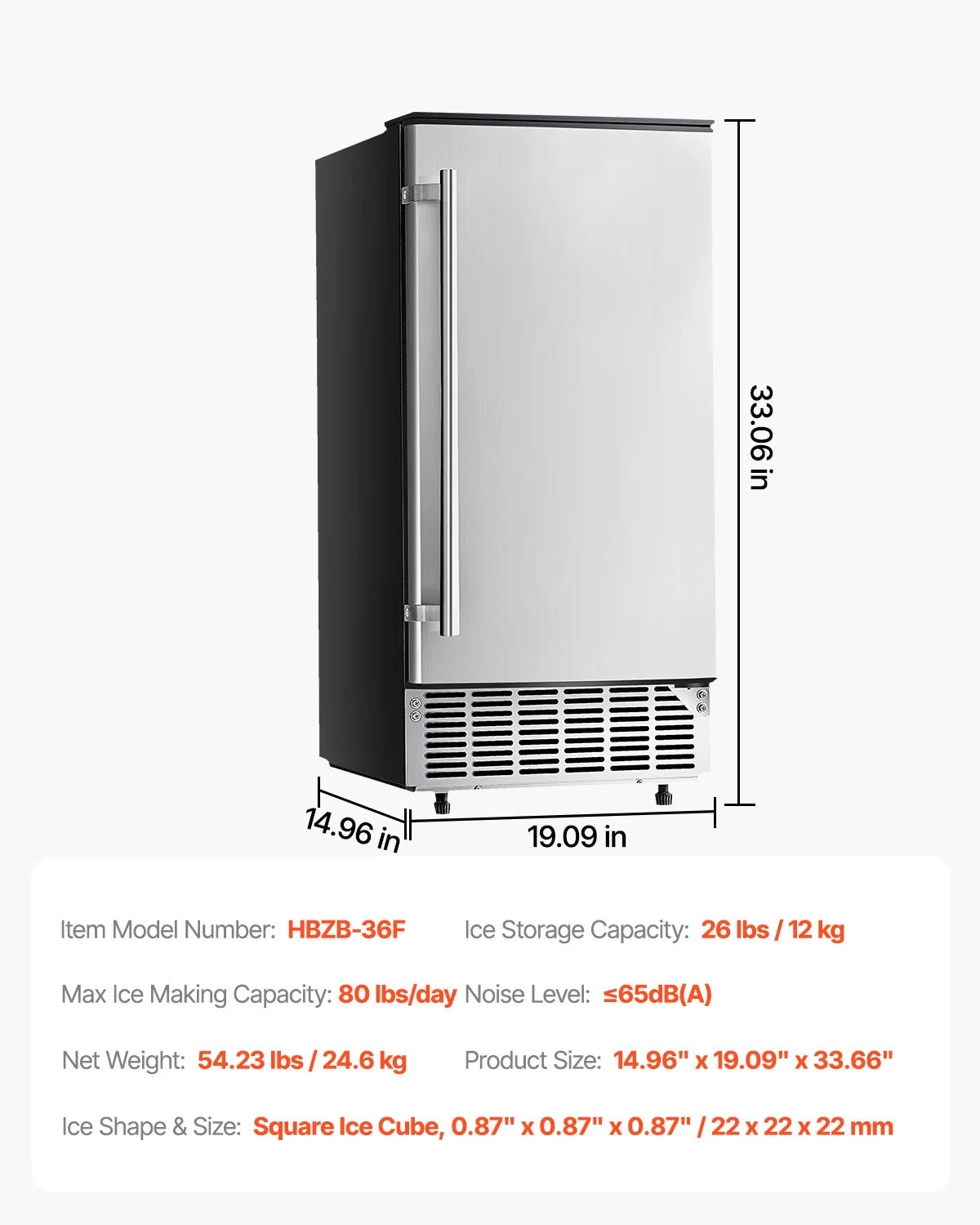 SucceBuy Undercounter Ice Maker With Drain Pump