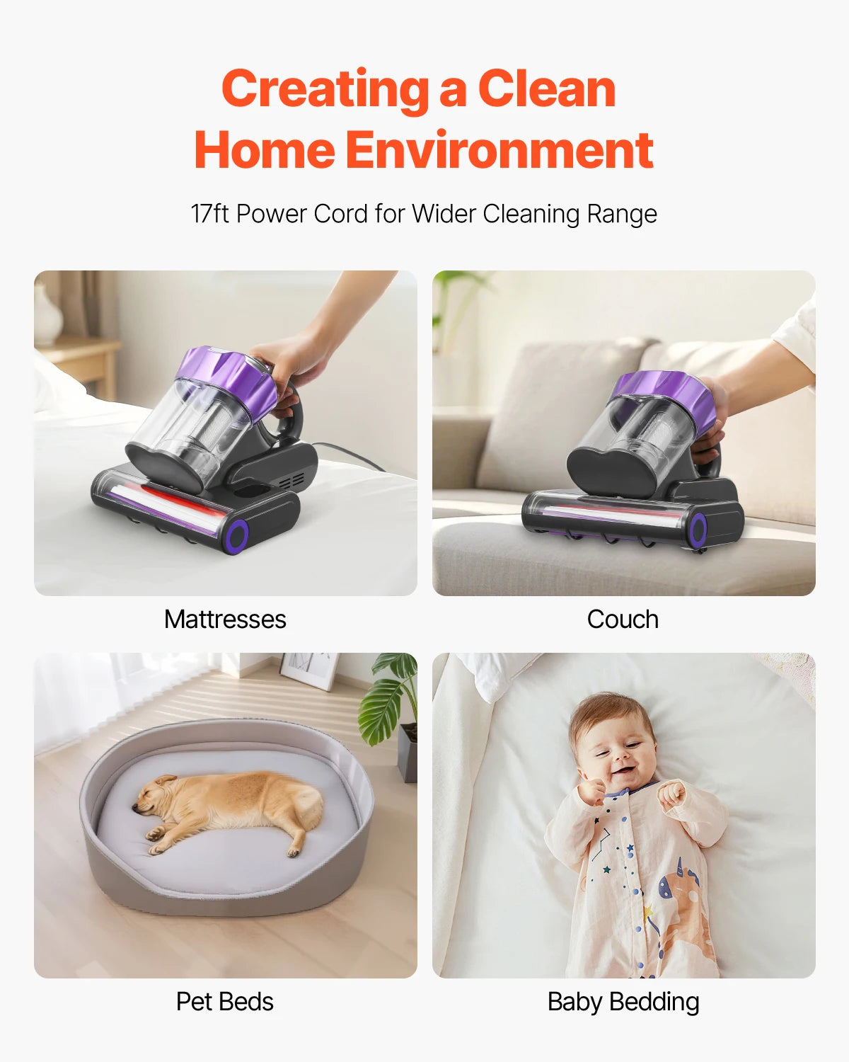 Succebuy 18Kpa Heated Bedding Vacuum With HEPA Filter