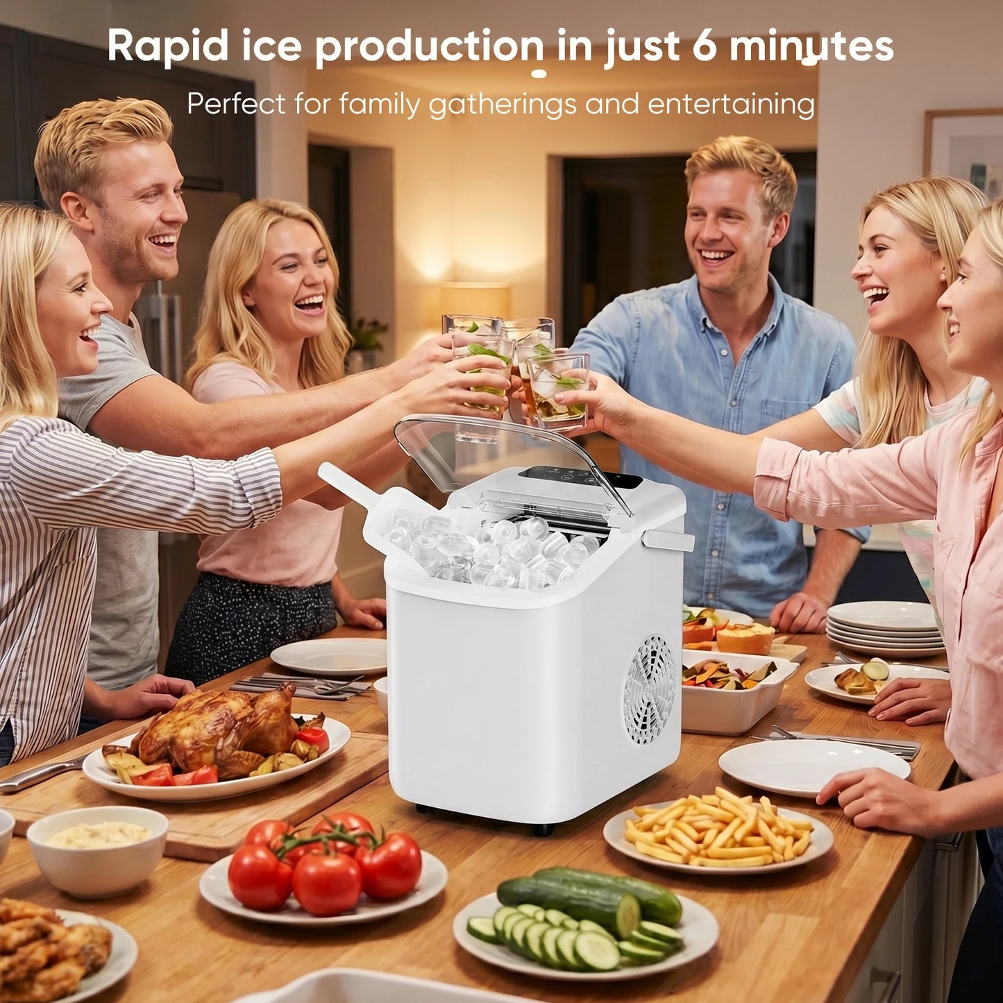 Portable Countertop Ice Maker With Scoop For Home Kitchen