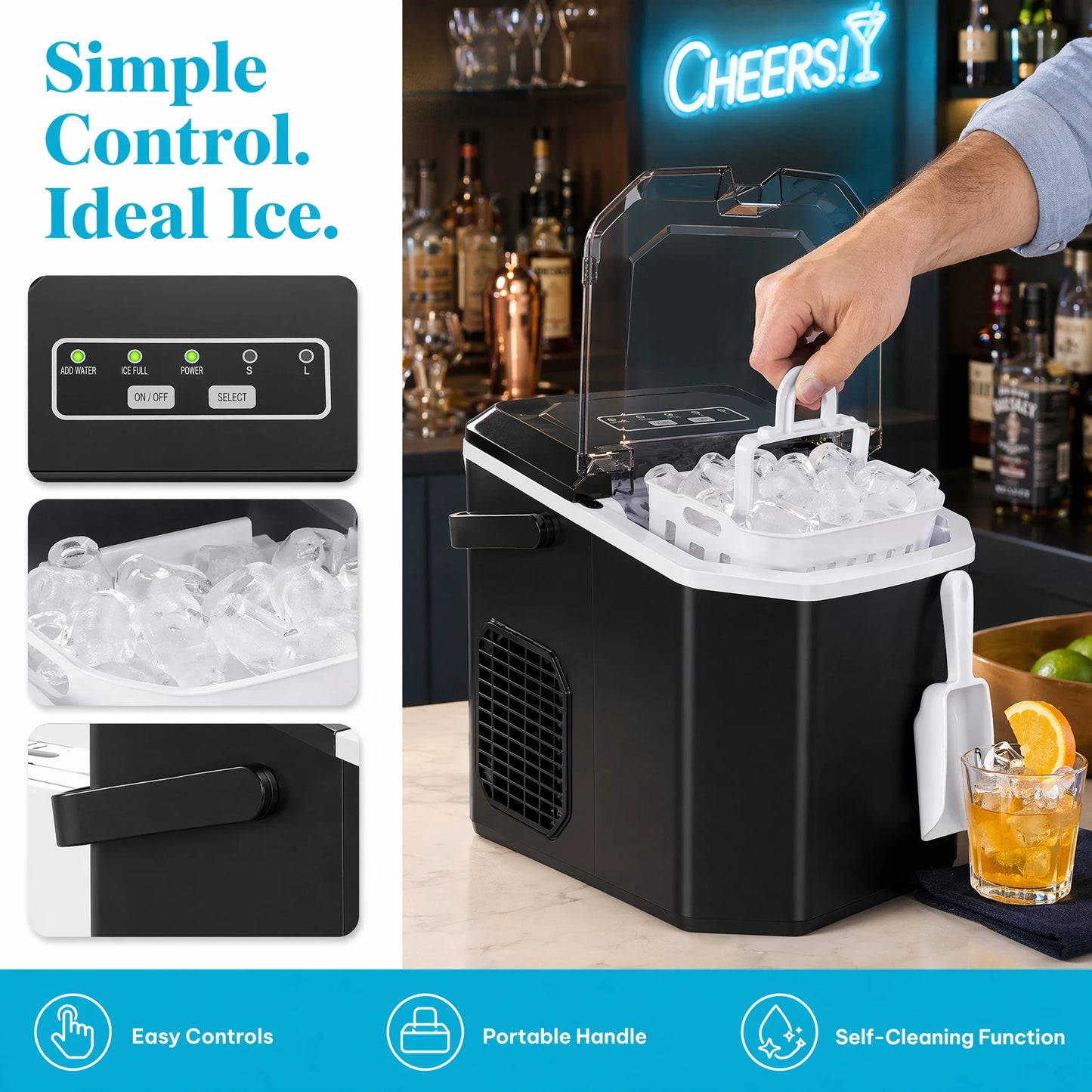 Philergo Countertop Ice Maker Self Cleaning Machine