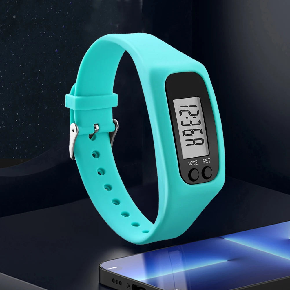 LED Pedometer Bracelet With 12 And 24 Hour Time Display