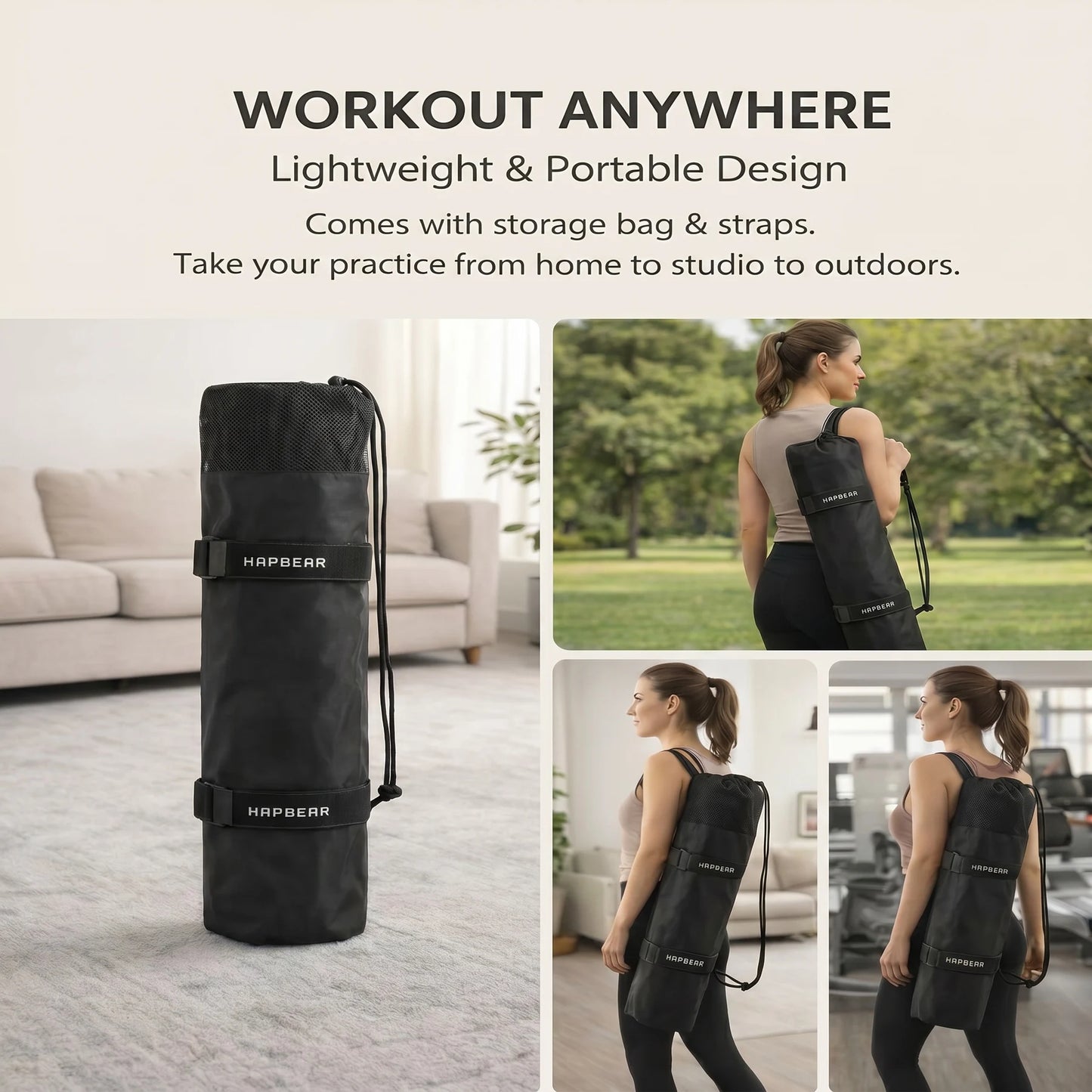 HAPBEAR Extra Large Yoga Mat Non Slip Eco Friendly TPE