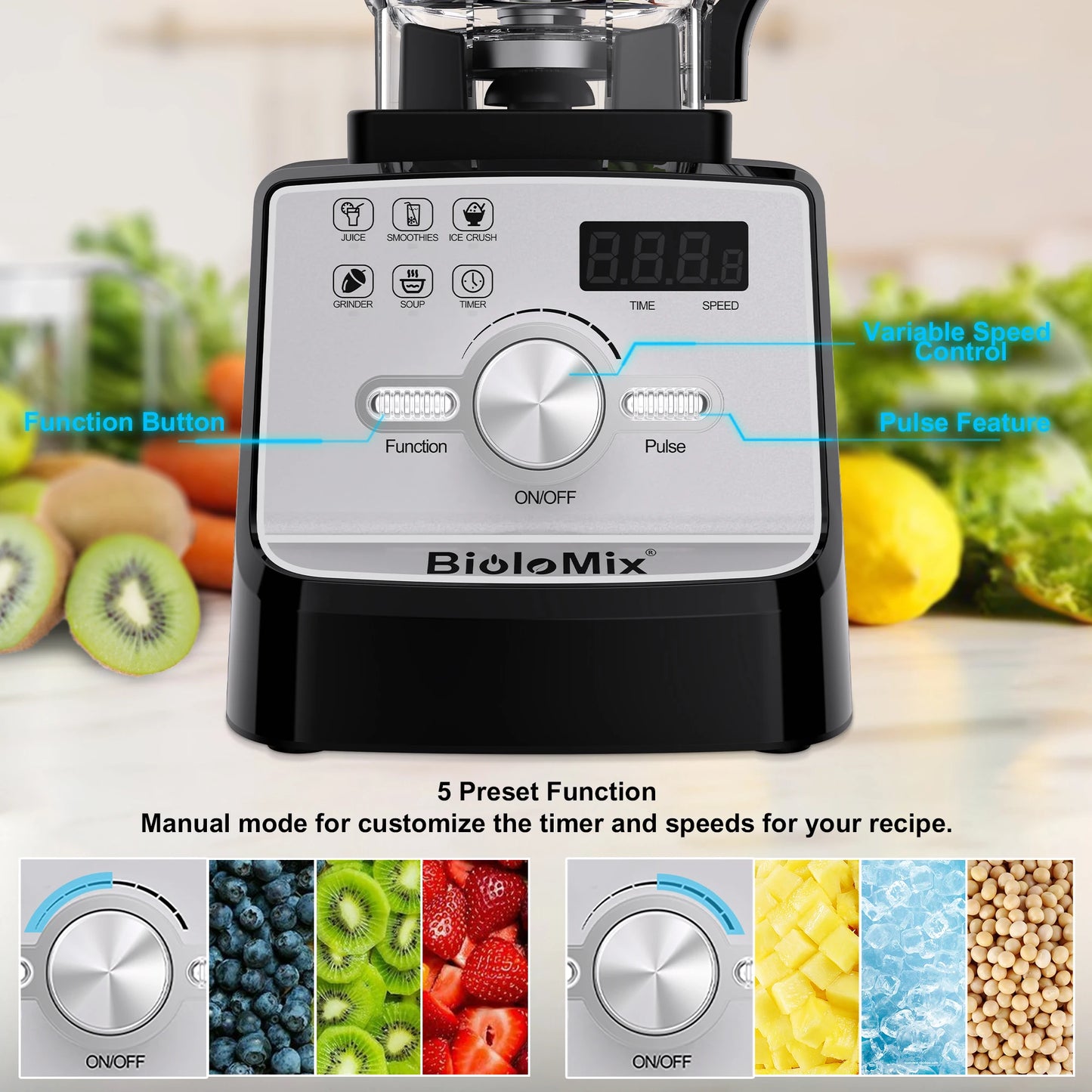 Biolomix 2200W Professional Blender For Smoothies And Juice