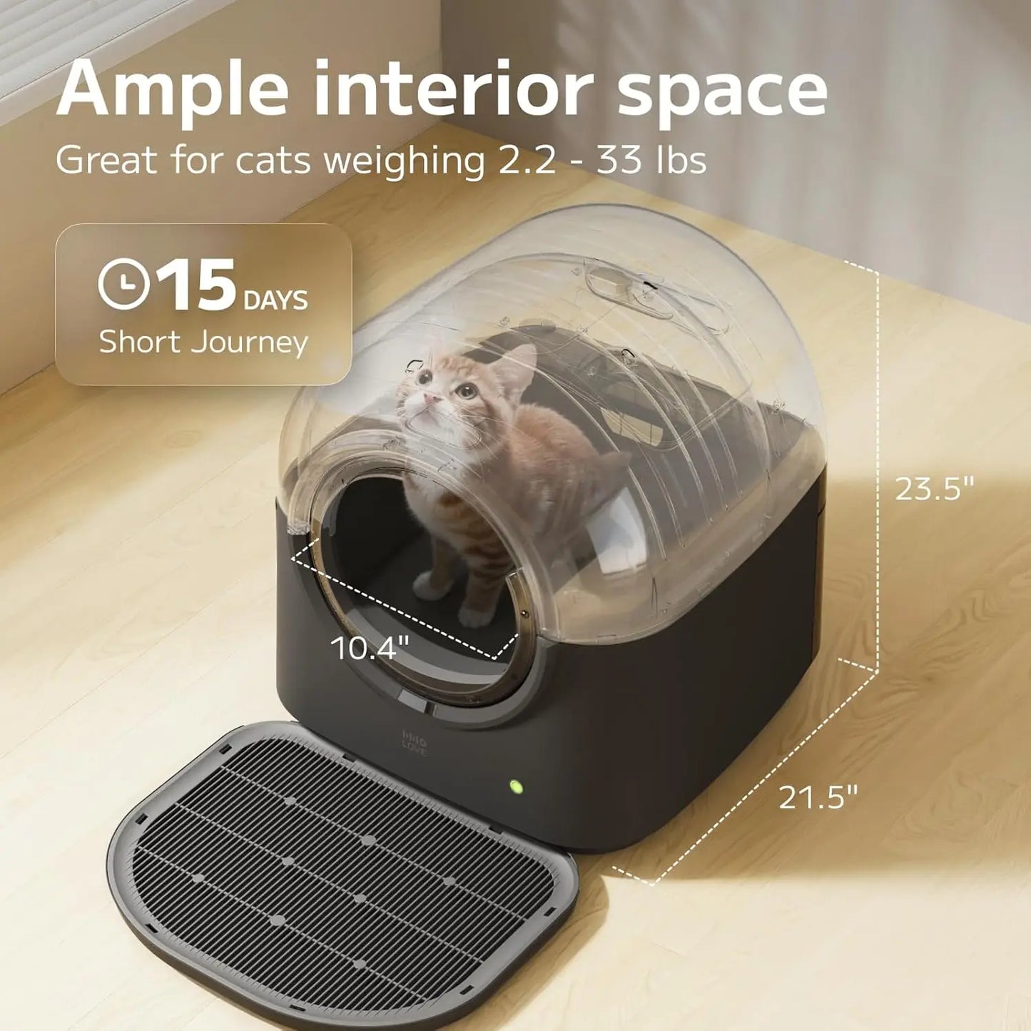 Self Cleaning Automatic Litter Box With Safety Features