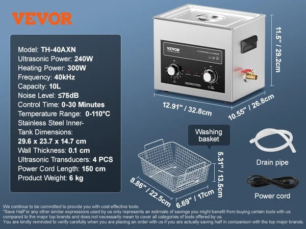SucceBuy Ultrasonic Cleaner With Heater Timer For Lab Tools