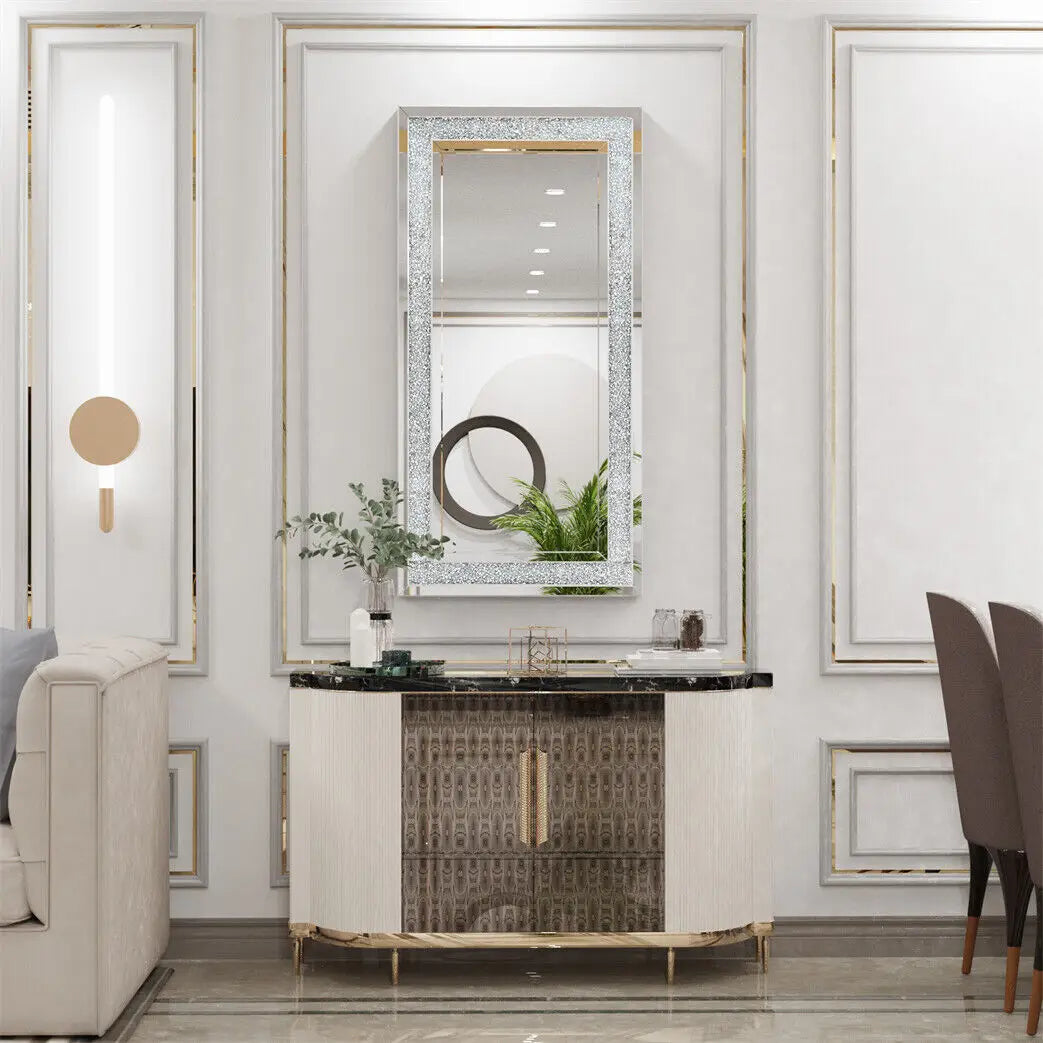 Crystal Crush Diamond Wall Mirror Framed Living Room