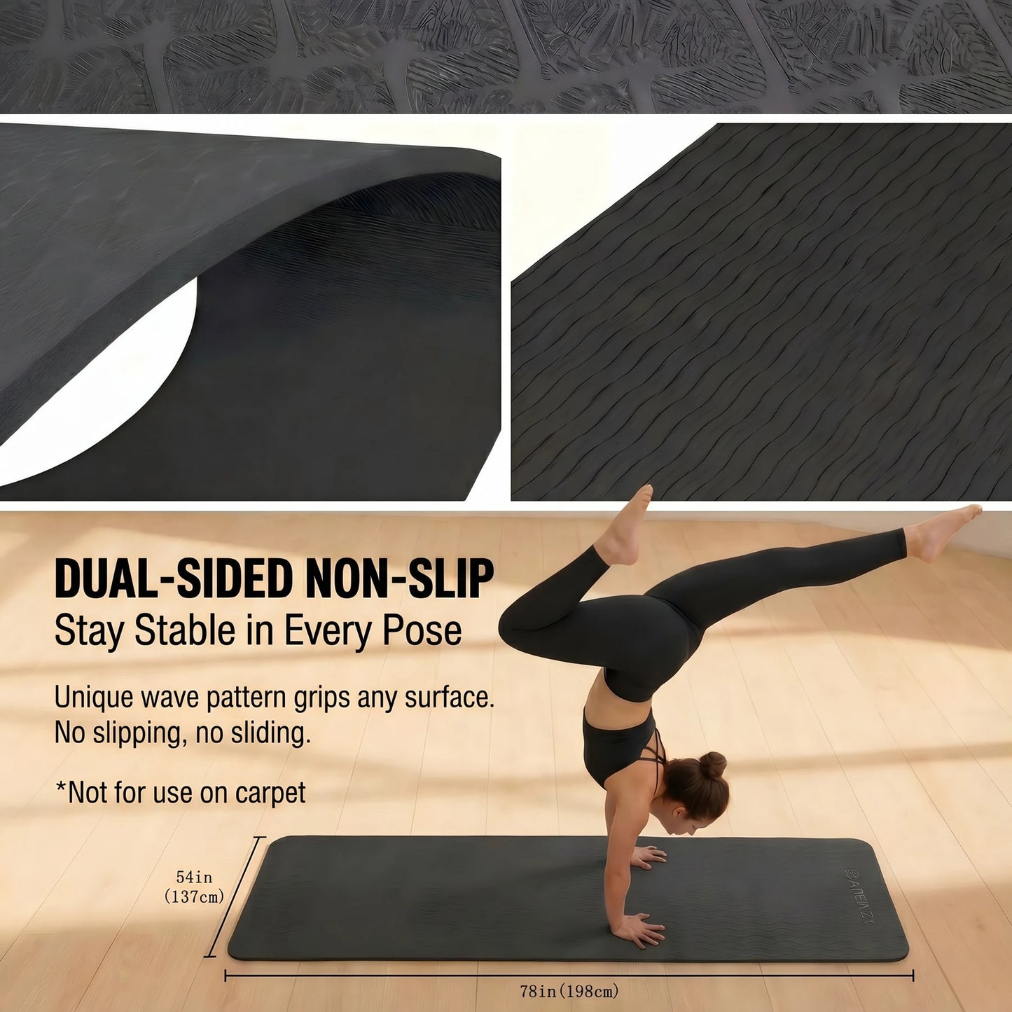 HAPBEAR Extra Large Yoga Mat Non Slip Eco Friendly TPE