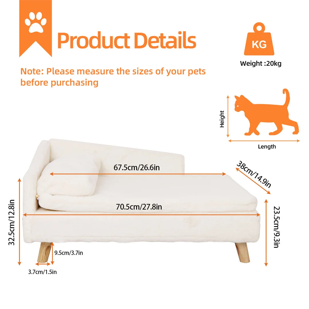 Bingopaw L-Shape Pet Sofa Bed with Wooden Legs