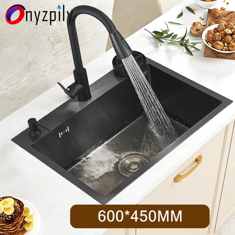 Stainless Steel Kitchen Sink With Integrated Faucet