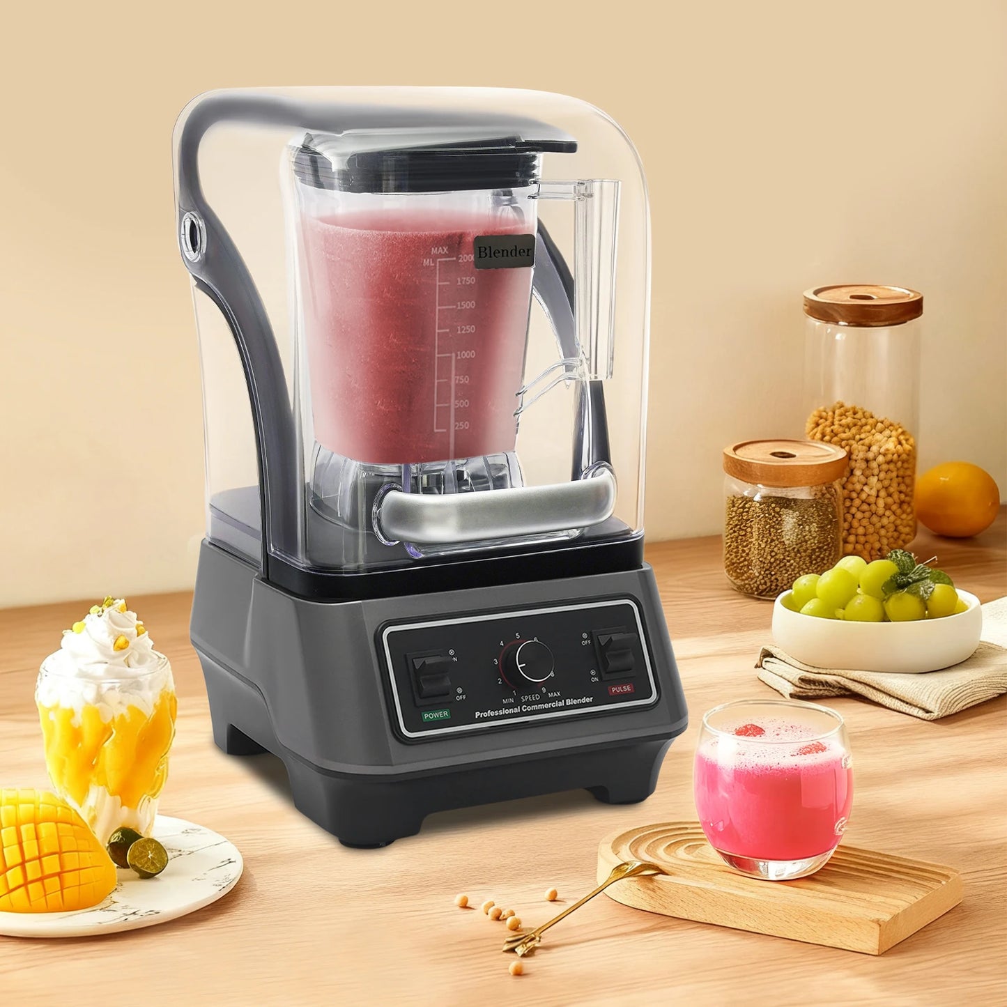 1600W Commercial Blender Multifunctional Kitchen Appliance