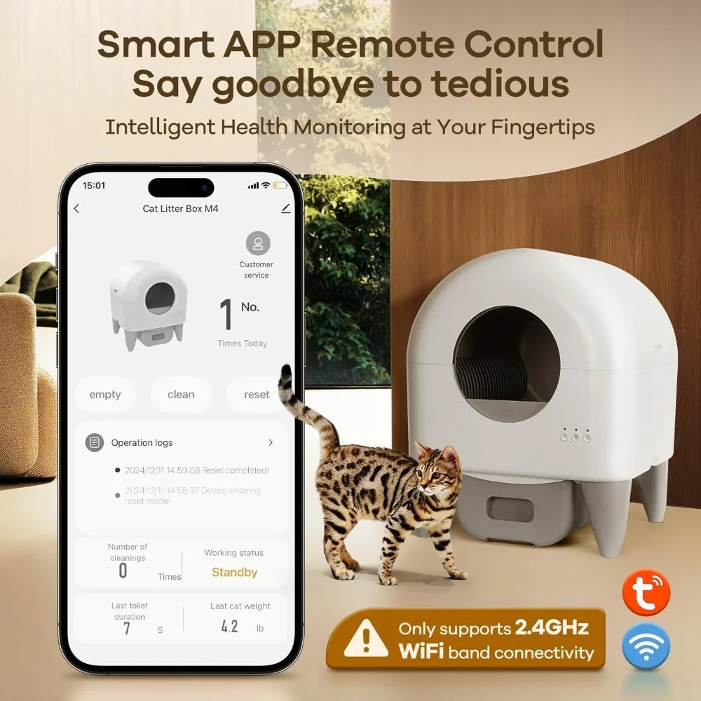 Automatic Self Cleaning Cat Litter Box With App Control