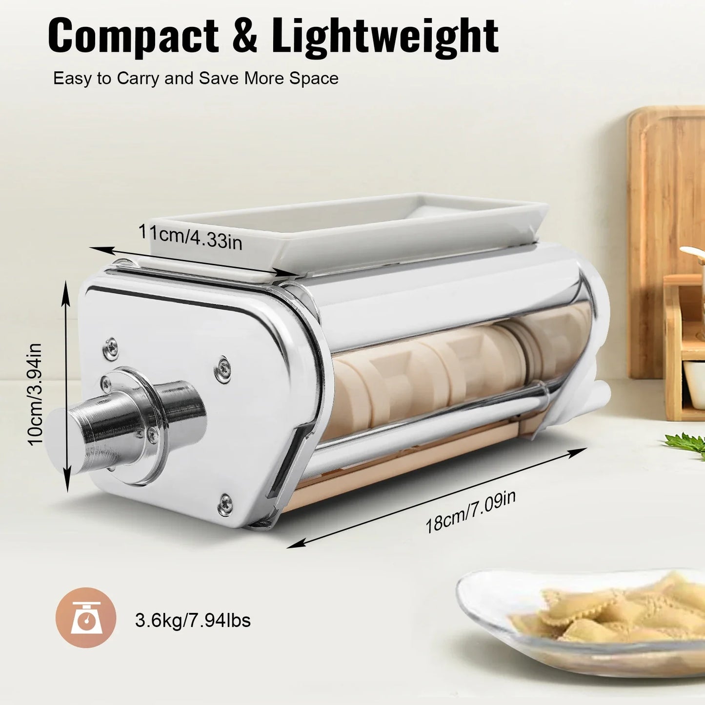Stainless Steel Pasta Roller Cutter Kit For Stand Mixer