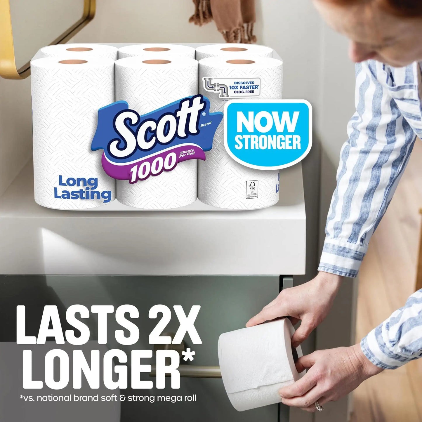 Toilet Paper 24 Rolls 1000 Sheets Per Roll 1 Ply Bath Tissue