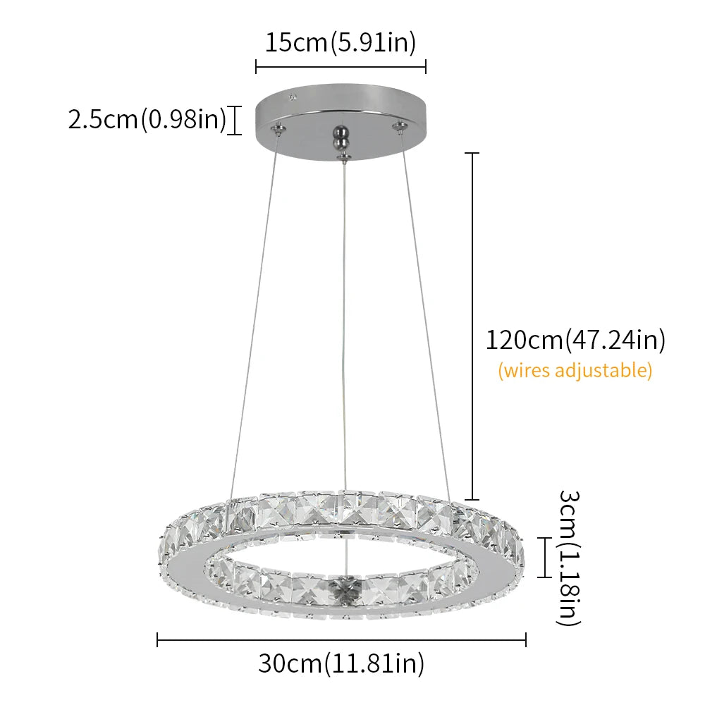 GreeLustr Modern LED Crystal Ring Pendant Chandelier