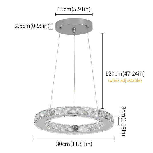 GreeLustr Modern LED Crystal Ring Pendant Chandelier