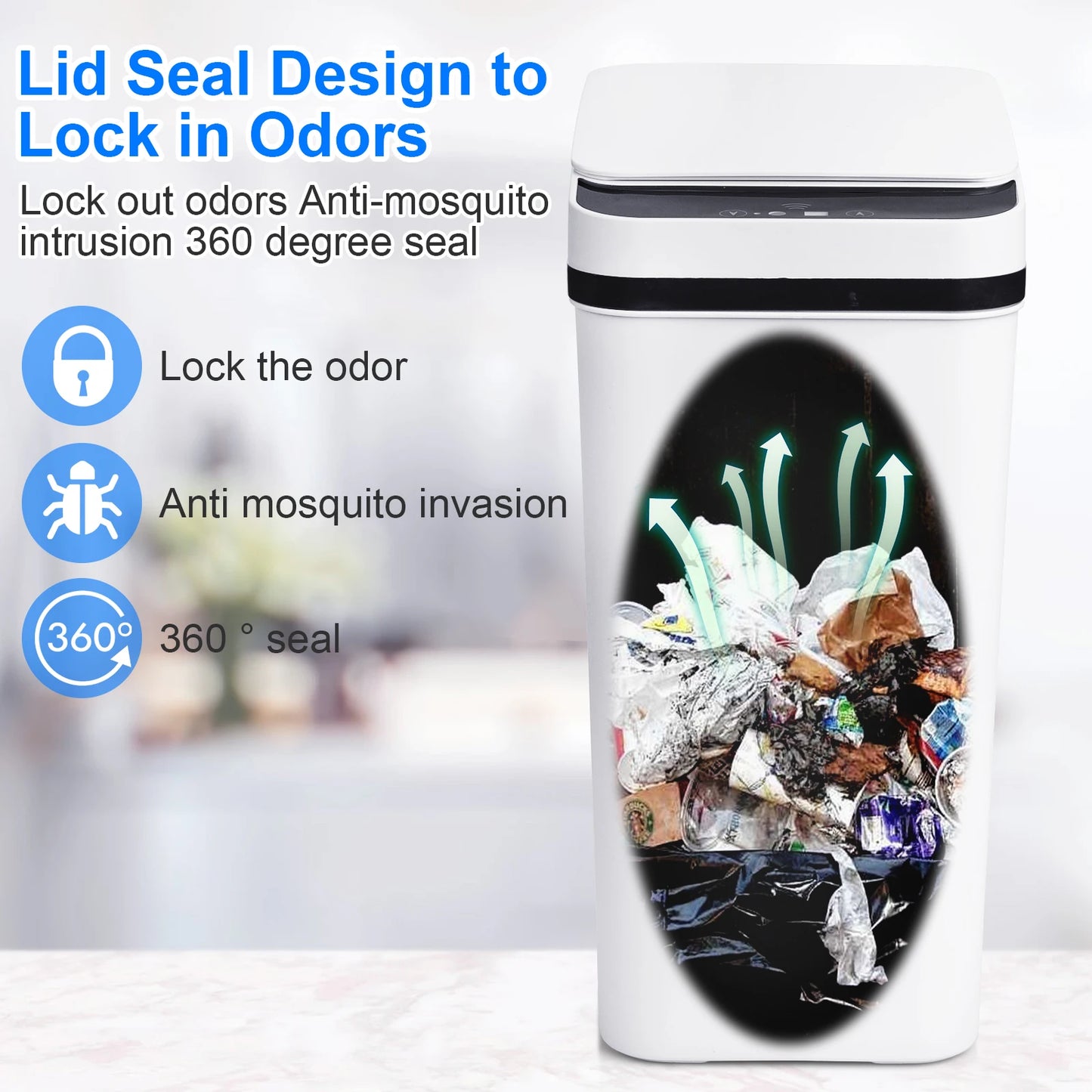 2 Pack Touchless Motion Sensor Trash Cans Slim Design