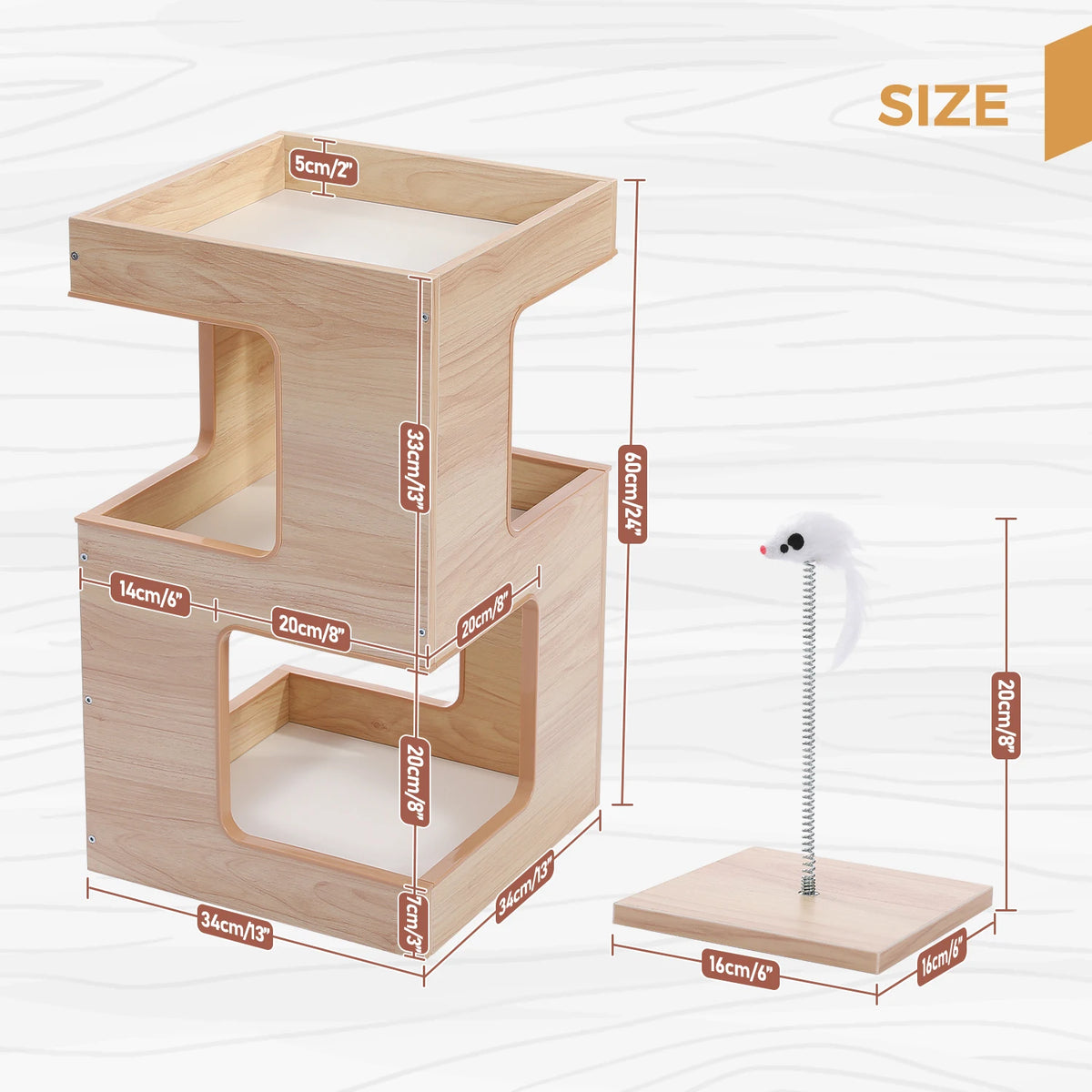 Pawz Road Wooden Cat Condo With Scratching Pad