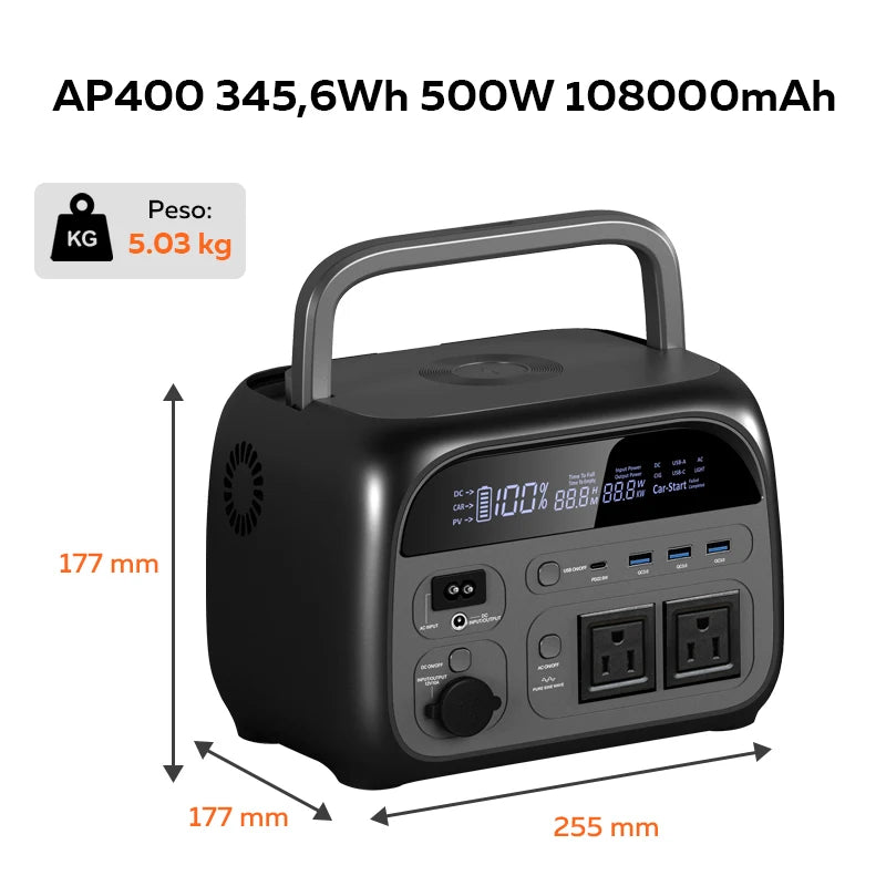 CTOLITY AP400 500W Portable Power Station 345.6Wh LiFePO4