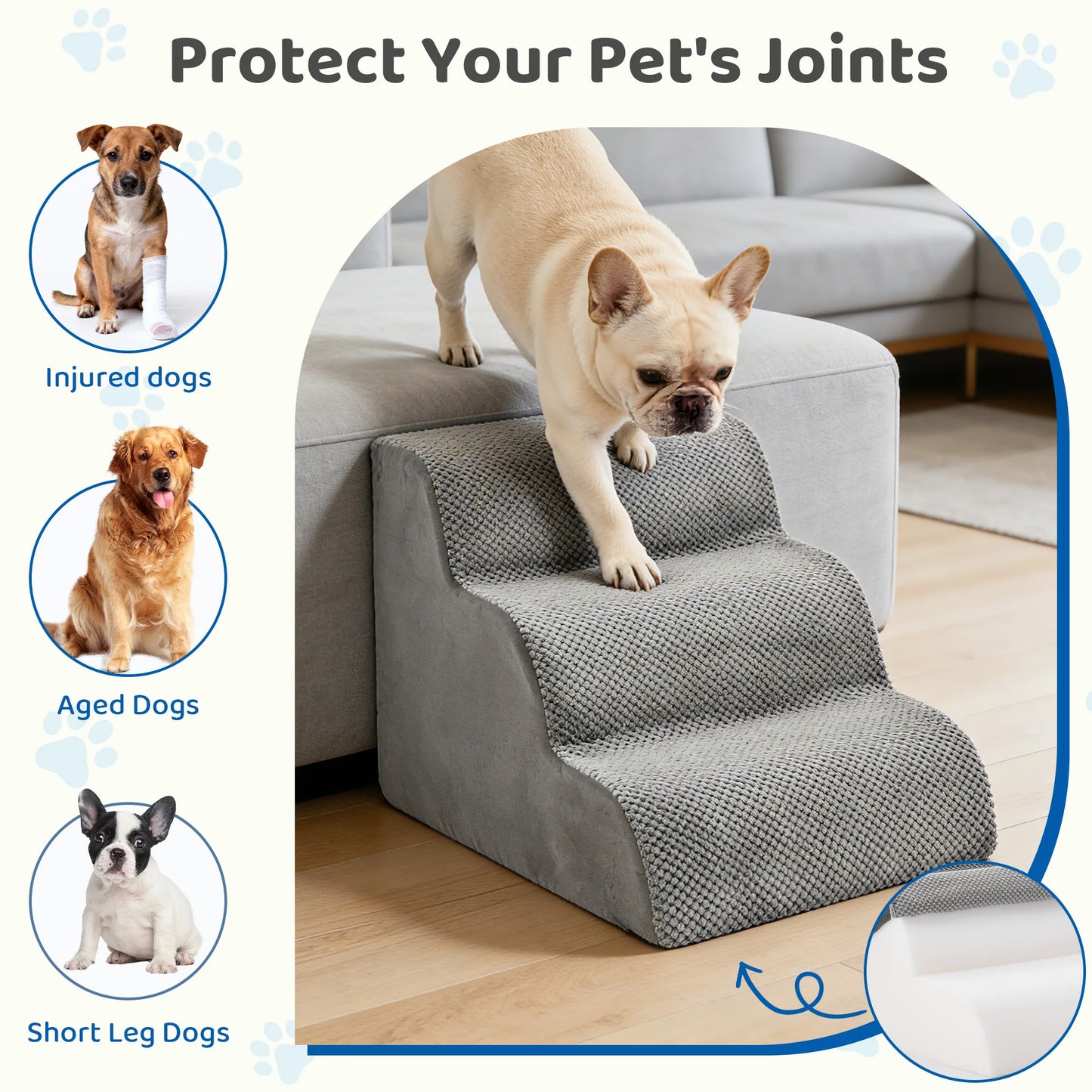 Curved Foam Dog Stairs For Small Dogs Non Slip Ramp