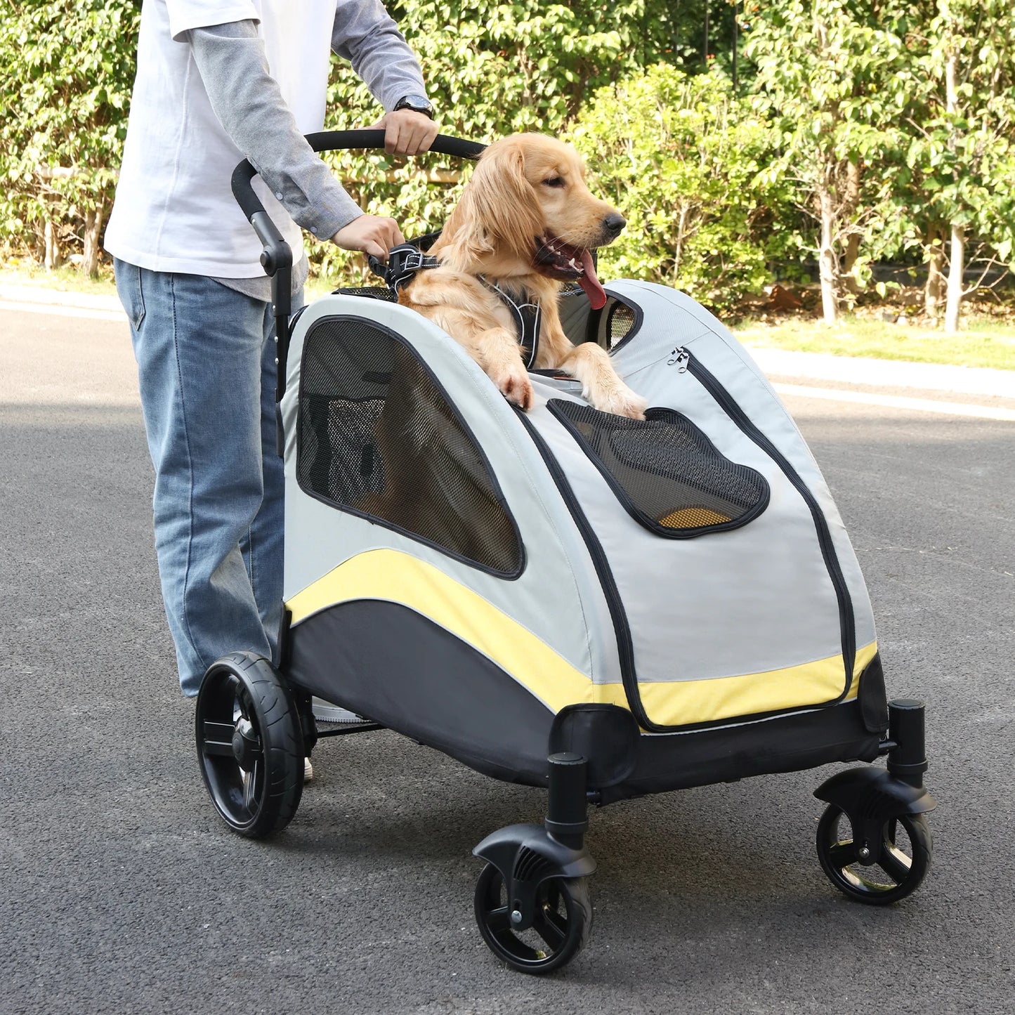 BINGOPAW Dog Stroller 4 Wheel Foldable Pet Carrier
