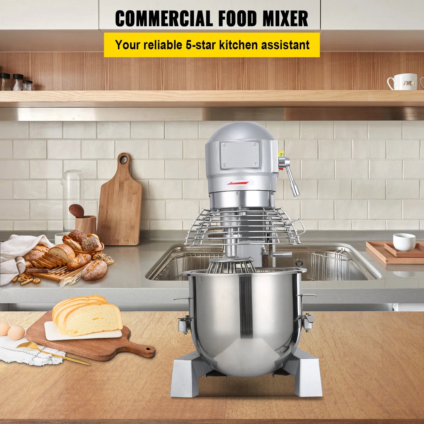 SucceBuy Commercial Food Mixer Heavy Duty Stainless Steel