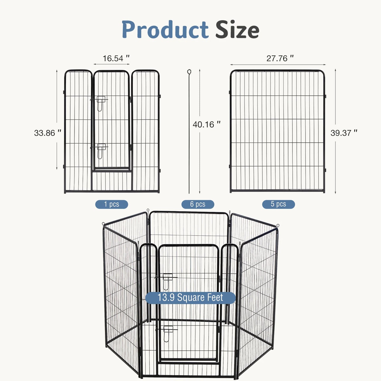 JHK Foldable Metal Dog Playpen 6 Panels