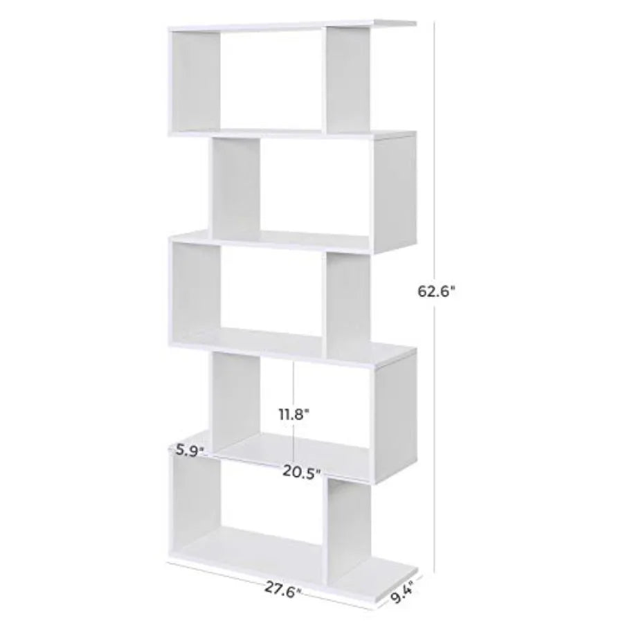 Wooden 5-Tier Bookcase Display Shelf Freestanding