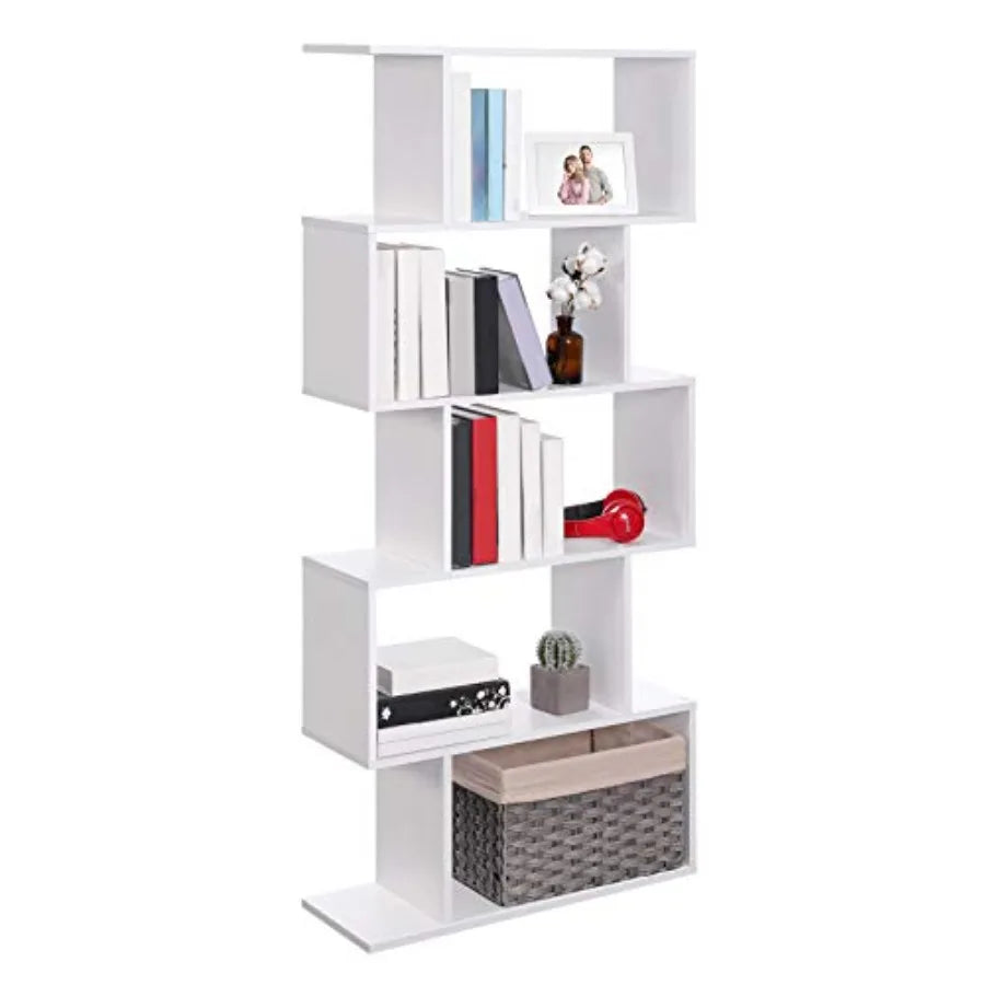 Wooden 5-Tier Bookcase Display Shelf Freestanding