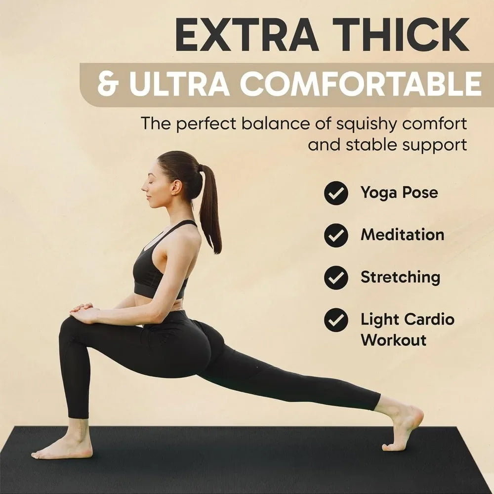 Non Slip Yoga Mat for Home Gym and Barefoot Stretching