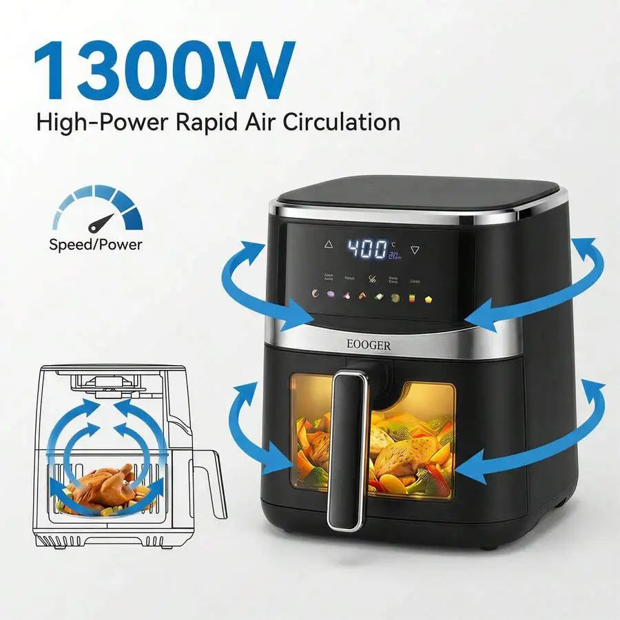 XMSJ 5.28 Qt Digital Air Fryer With Viewable Window