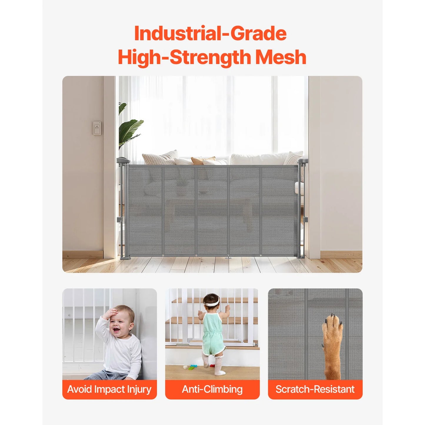 SucceBuy Retractable Baby Gate For Kids And Pets